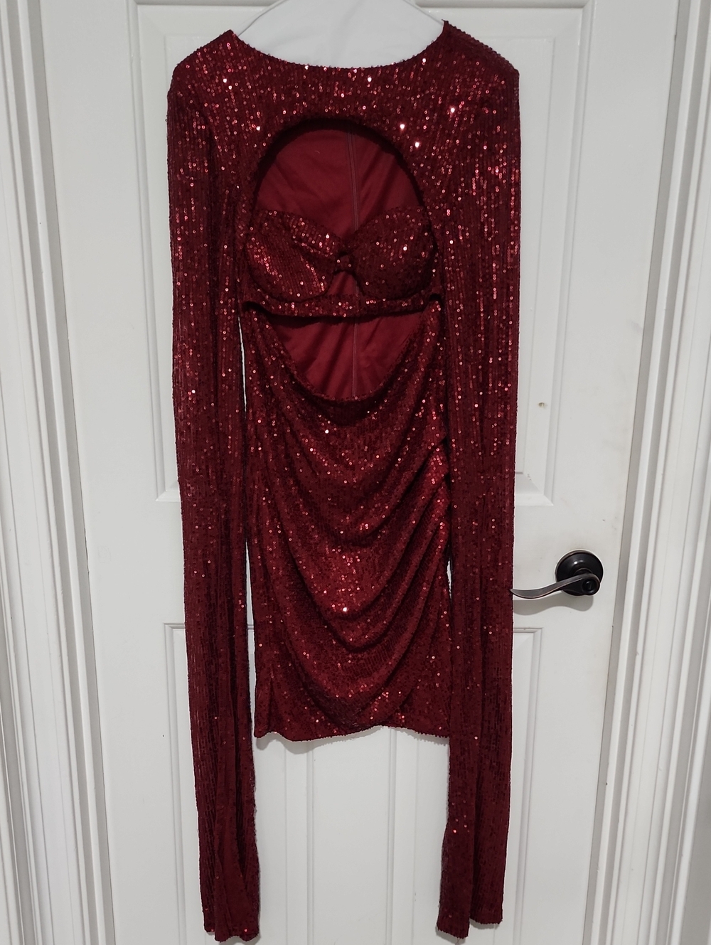 Sequin  Mini Dress in Deep Red